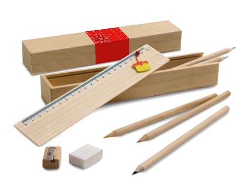 Kit da disegno con scatola in legno