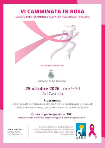 6ª Camminata in Rosa a sostegno di Fondazione AIRC – Aci Castello