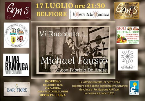 Concerto benefico a favore di Fondazione AIRC "Vi racconto Michael Fausto… con De André"
