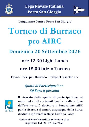Torneo di Burraco Pro AIRC alla Lega Navale di Porto San Giorgio