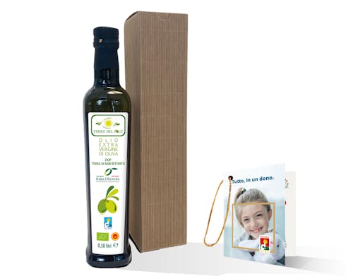 Bottiglia Olio EVO Bio 100% italiano con messaggio di auguri 2022